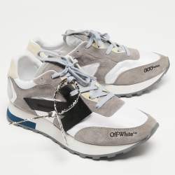 مملوكة مسبقًا Off-White Grey Suede and Fabric Arrow Low Top Sneakers Size 44