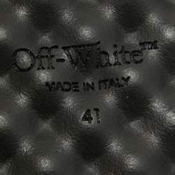 Off-White Black Leather Sponge Logo Embroidered Bookish Slides Size 41