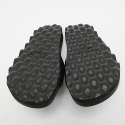 Off-White Black Leather Sponge Logo Embroidered Bookish Slides Size 41