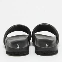 Off-White Black Leather Sponge Logo Embroidered Bookish Slides Size 41