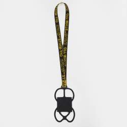 Off White Yellow/Black Rubber and Nylon Universal Phone Case with Strap