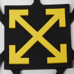 Off White Yellow/Black Rubber and Nylon Universal Phone Case with Strap