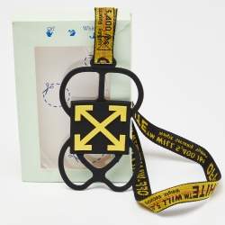 Off White Yellow/Black Rubber and Nylon Universal Phone Case with Strap