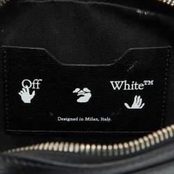 Off White Black Leather Stripe Print Belt Bag