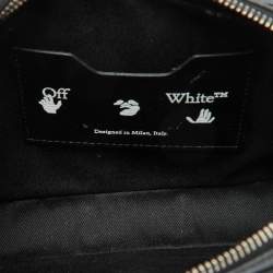 Off White Black Leather Stripe Print Belt Bag