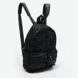 Pre Owned Off-White Black Nylon Arrow Print Backpack
