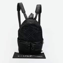 Pre Owned Off-White Black Nylon Arrow Print Backpack