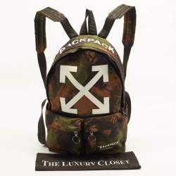 Pre Owned Off-White Arrow Green/Black Camouflage Tessuto Backpack