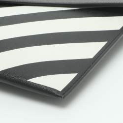 Pre Owned Off-White Diag Large Black/White Leather Pouch Clutch
