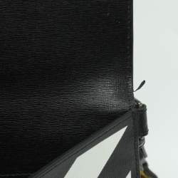 Pre Owned Off-White Diag Large Black/White Leather Pouch Clutch