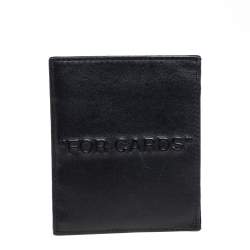 Pre Owned Off White Black Leather For Cards Holder