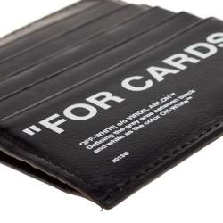 Pre Owned Off White Black Leather For Cards Holder