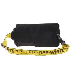 Off-White Black/Yellow Logo Print Canvas Cordura Belt Bag