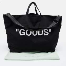 Pre Owned Off-White Black Canvas "Goods" Quote Tote