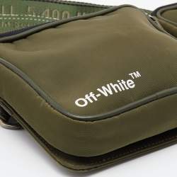 Pre Owned Off-White Military Green Logo Print Nylon Cordura Hip Belt Bag