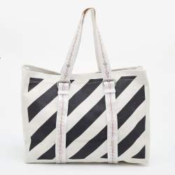 Off-White Off White/Black  Stripe Canvas Diag Tote