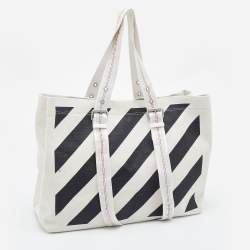 Off-White Off White/Black  Stripe Canvas Diag Tote