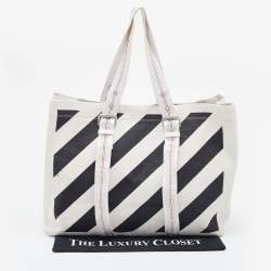 Off-White Off White/Black  Stripe Canvas Diag Tote