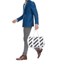 Off-White Off White/Black  Stripe Canvas Diag Tote