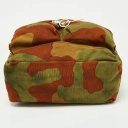 Pre Owned Off-White Green Camouflage Canvas Backpack 