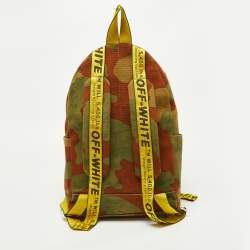 Pre Owned Off-White Green Camouflage Canvas Backpack 