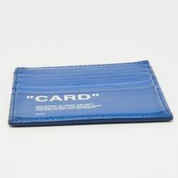 Pre Owned Off White Blue Leather For Cards Holder
