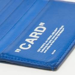 Pre Owned Off White Blue Leather For Cards Holder