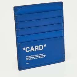 Pre Owned Off White Blue Leather For Cards Holder