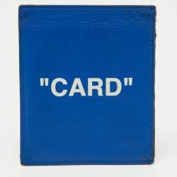 Pre Owned Off White Blue Leather For Cards Holder