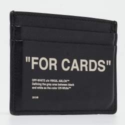 Pre Owned Off-White Black/White Leather Slogan Card Holder