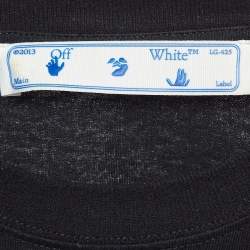Pre Owned Off-White Black Arrow Stroke Print Cotton T-Shirt M