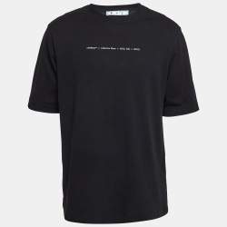 Pre Owned Off-White Black Arrow Stroke Print Cotton T-Shirt M