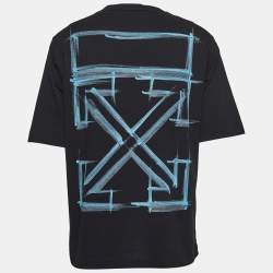 Pre Owned Off-White Black Arrow Stroke Print Cotton T-Shirt M