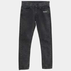 Off-White Black Washed Printed Denim Jeans S Waist 31"