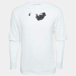 Pre Owned Off-White White Printed Full Sleeve T-Shirt XS
