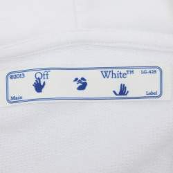 Off-White White Cotton Knit Logo Print Hoodie S