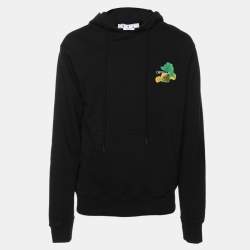 Off-White Black Cotton Knit Printed Brush Arrow Hoodie S