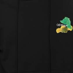 Off-White Black Cotton Knit Printed Brush Arrow Hoodie S