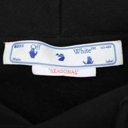 Off-White Black Cotton Knit Printed Brush Arrow Hoodie S