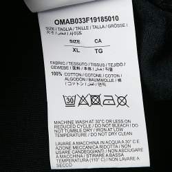 Pre Owned Off-White Black Printed Cotton Double Layer Oversize Hoodie XL