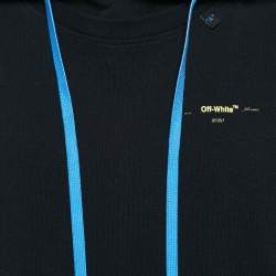 Pre Owned Off-White Black Printed Cotton Double Layer Oversize Hoodie XL