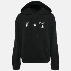 Off-White Black Logo Print Cotton Hooded Sweatshirt L