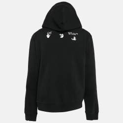 Off-White Black Logo Print Cotton Hooded Sweatshirt L