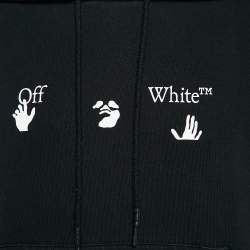 Off-White Black Logo Print Cotton Hooded Sweatshirt L
