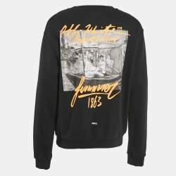 Pre Owned Off-White Black Impressionism Print Cotton Knit Sweatshirt XL