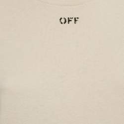 Off-White Beige Floral Arrow Print Jersey T-Shirt M
