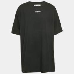 Off-White Black Pivot Fish Print Cotton Short Sleeve T-Shirt XXL
