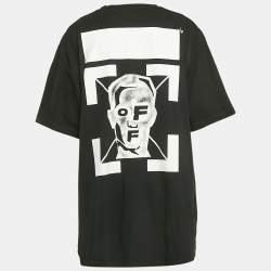 Off-White Black Pivot Fish Print Cotton Short Sleeve T-Shirt XXL