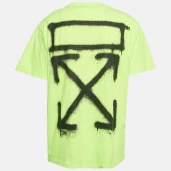 Pre Owned Off-White Neon Yellow Spray Paint Print Cotton Oversized T-Shirt XS