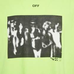 Pre Owned Off-White Neon Yellow Spray Paint Print Cotton Oversized T-Shirt XS